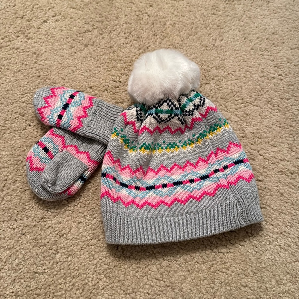 Gap Baby fair isle hat and mittens set NEW